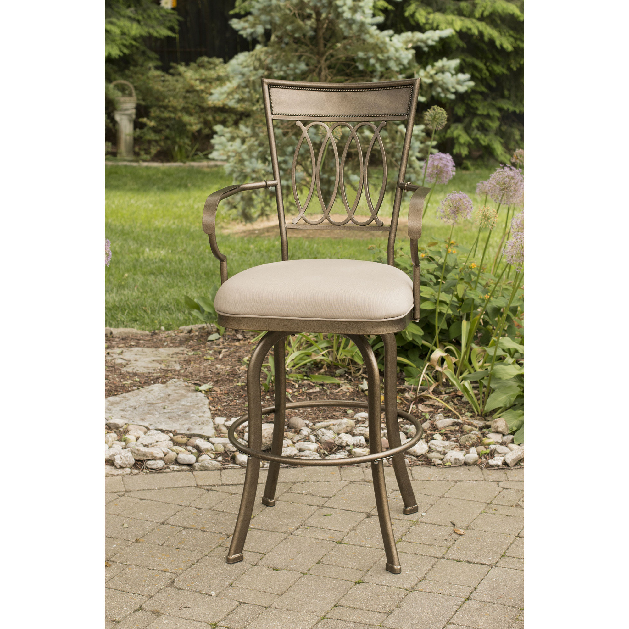 Three Posts Grissom 26" Swivel Indoor/Outdoor Bar Stool with Cushion